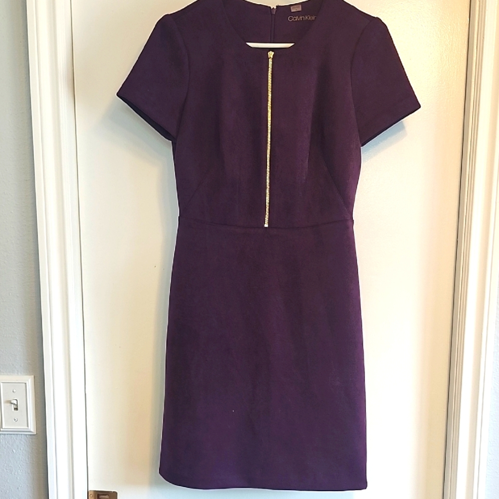 Elegant Calvin Klein Suede Type Purple Dress